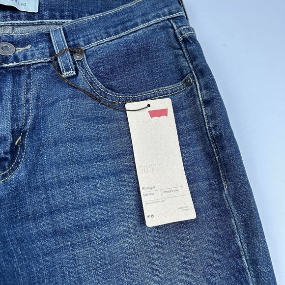 NEW Levis Jeans Womens Blue 505 Straight Leg Mid Rise Stretch Denim Sz 4M/27 - Picture 5 of 16